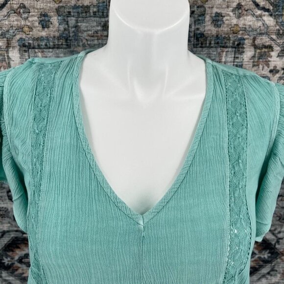 Frye & Co Green Crystal Springs Dress Size L Lined V Neck New With Tags - Picture 2 of 15